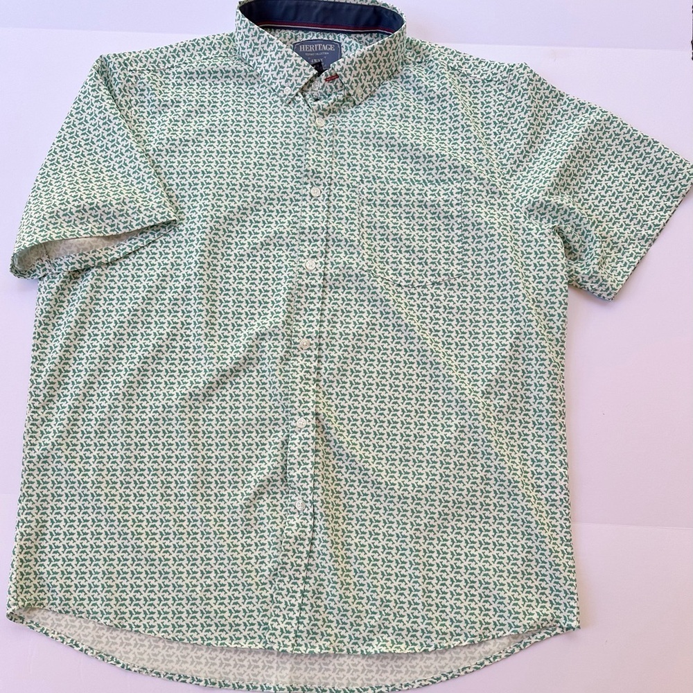 Men’s Heritage Report Collection Short Sleeve Shirt Dolphins Pattern Size XXL​​​ - Picture 2 of 6